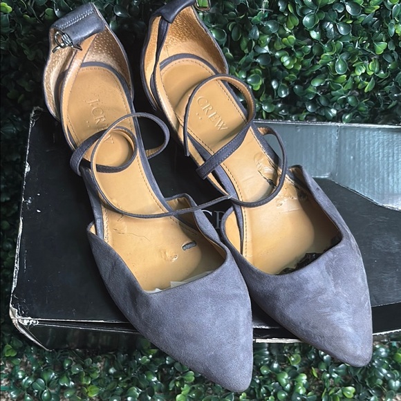J. Crew Gray Suede Heels with Strappy Design - Picture 2 of 6